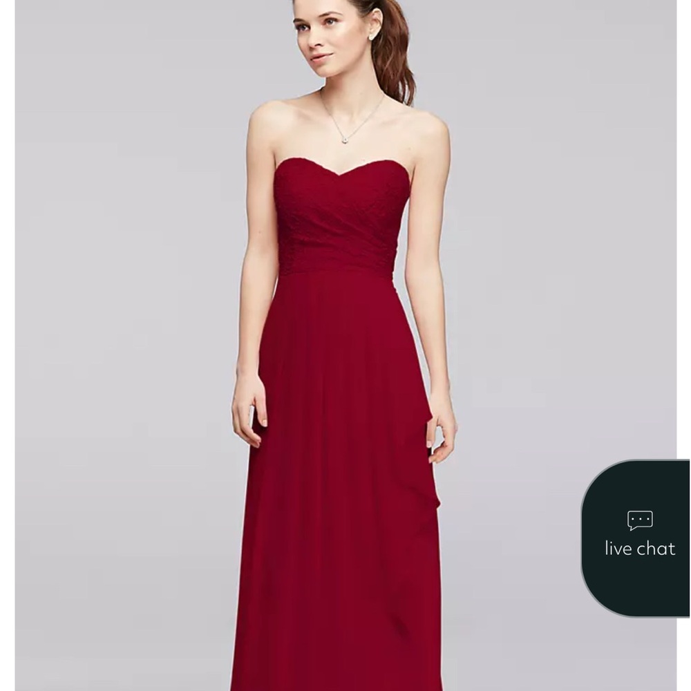 David's Bridal Strapless Burgundy Dress